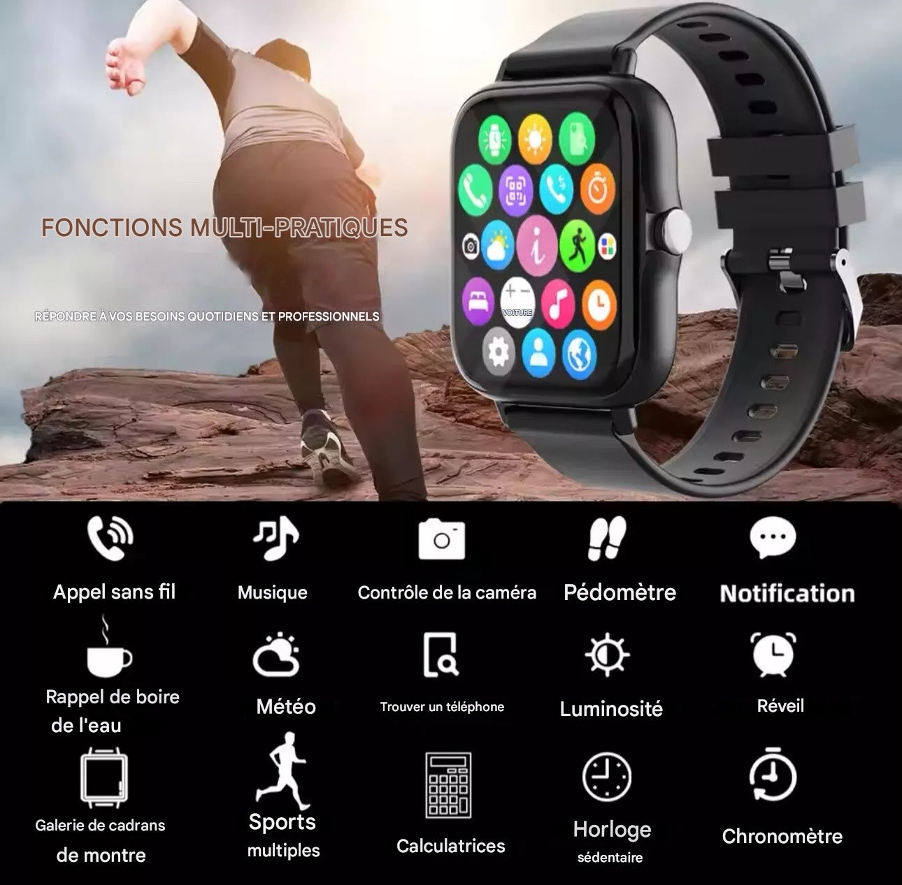 Montre connectée intelligente étanche homme/femme