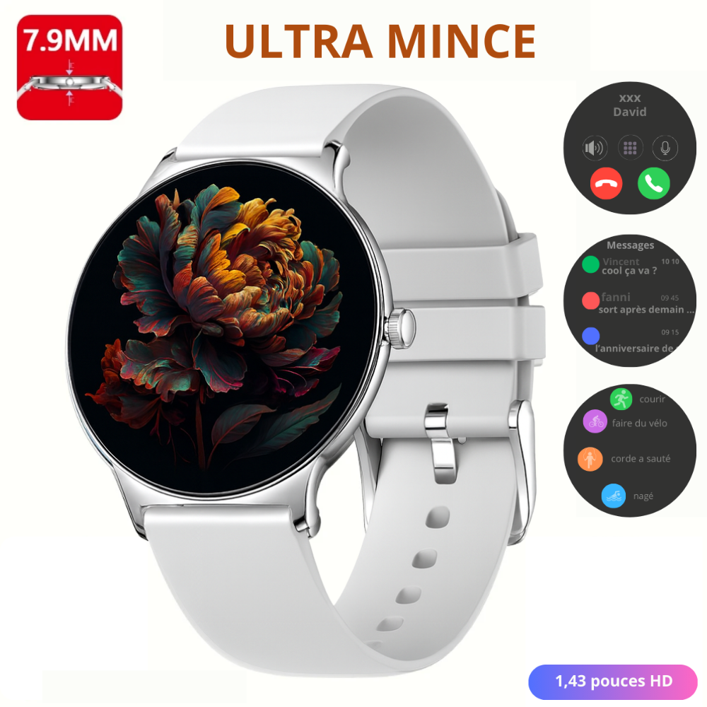 Montre connectée intelligente ultra mince femme